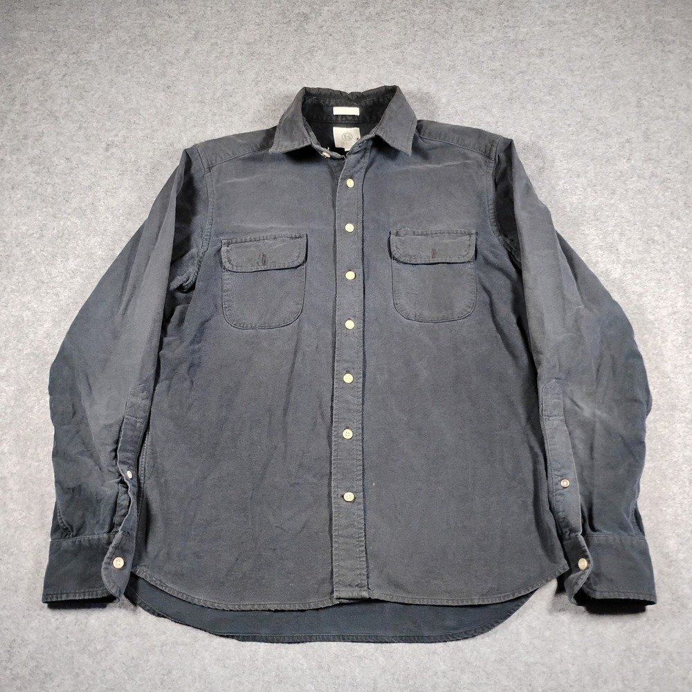 Taylor Stitch Mens 38‎ Small Faded Black Cotton Long Sleeve Work Shirt Handmade